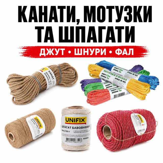 Канати, мотузочки та шпагати для кріплення