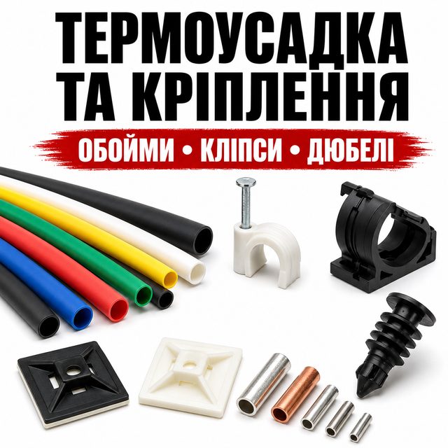 Термоусадка, обойми, кліпси та монтажні кріпильні елементи
