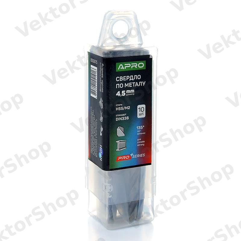 Свердло по металу HSS/M2 (6542) Ø4,5мм (тубус, кратно 10шт) PRO APRO — фото 2