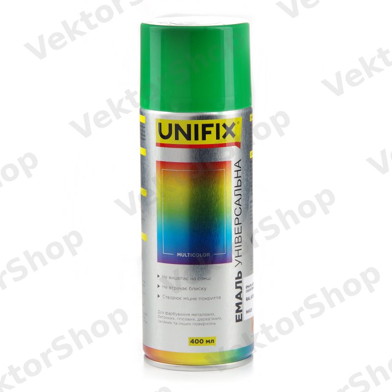 Емаль акрилова універсальна RAL 6018 Салатовий гл. 400мл UNIFIX