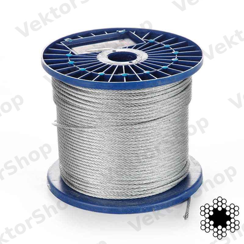 Трос оцинкованний 6мм DIN 3055 (6x19) бухта кратно 100м APRO — фото 1