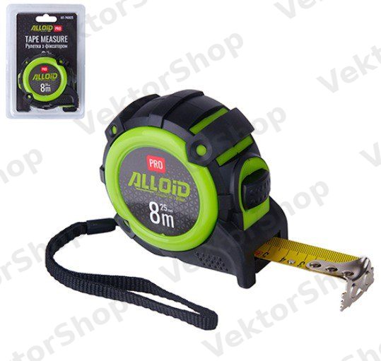 Рулетка з автостопом 8 м/25 мм, MT-740825 Alloid Pro