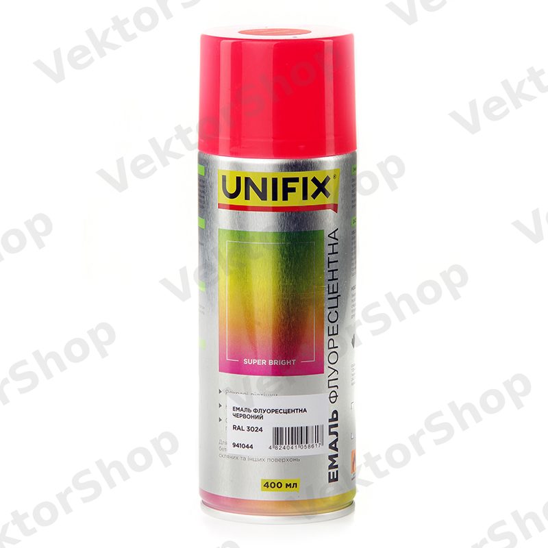 Емаль акриловая флуоресцентная RAL 3024 Червоний 400мл UNIFIX