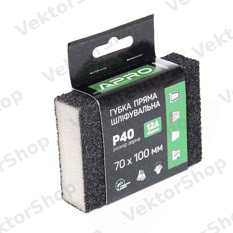 Губка шліфувальна APRO чотирьохстороння пряма P40 — фото 2