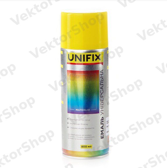 Емаль акрилова універсальна RAL 1023 Жовтий гл. 400мл UNIFIX — фото 1