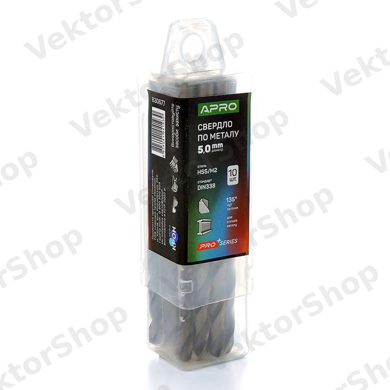 Свердло по металу HSS/M2 (6542) Ø5,0мм (тубус, кратно 10шт) PRO APRO — фото 2
