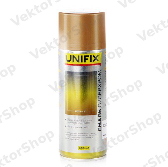 Емаль акриловая Суперхром з зеркальним еффектом Золото 400мл UNIFIX