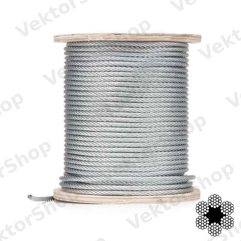 Трос оцинкованный 8мм DIN 3060 (6x19) бухта кратно 100м APRO — фото 4