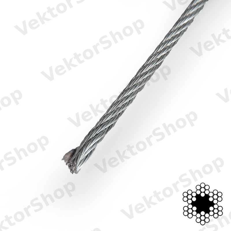 Трос оцинкованний 6мм DIN 3055 (6x19) бухта кратно 100м APRO — фото 2