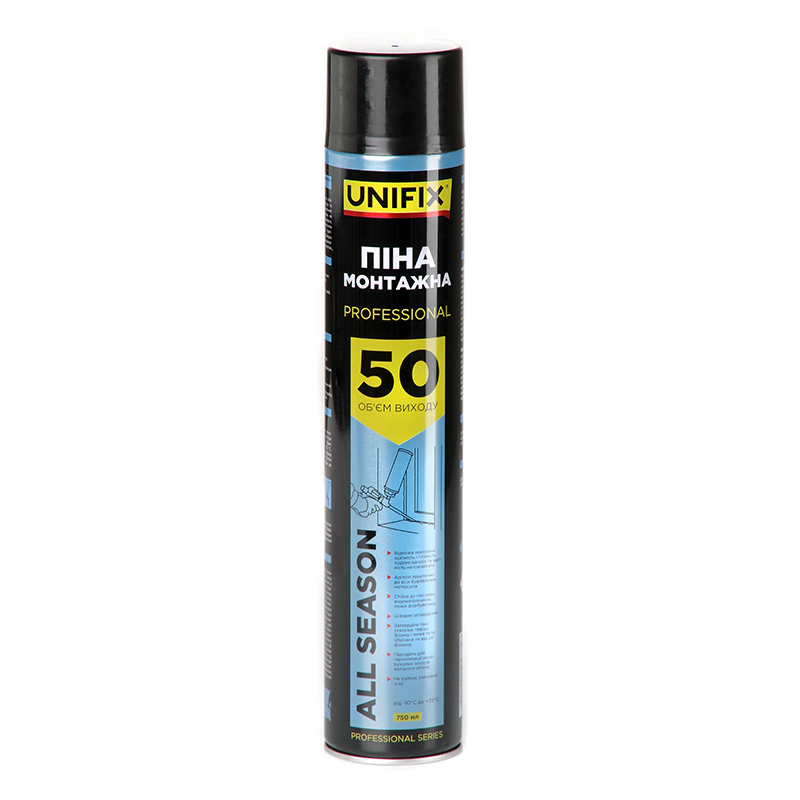 Профессиональная монтажная пена Всесезонная 50л 750мл UNIFIX