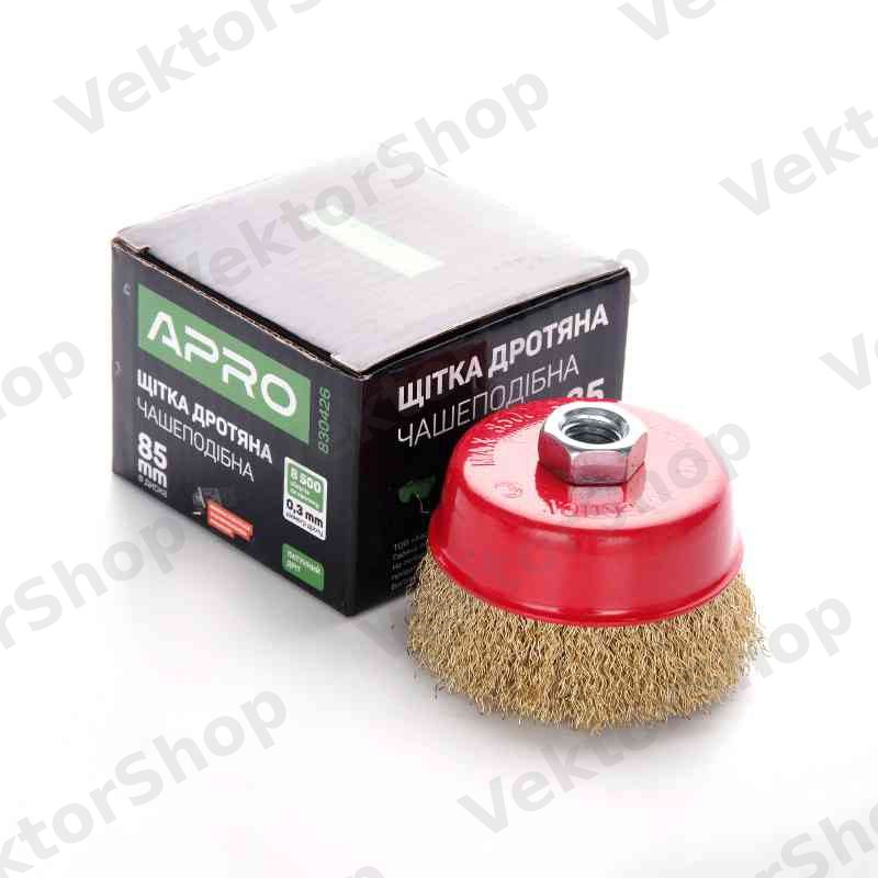 Щётка чаша латуневая проволока 85мм (УШМ) APRO — фото 2