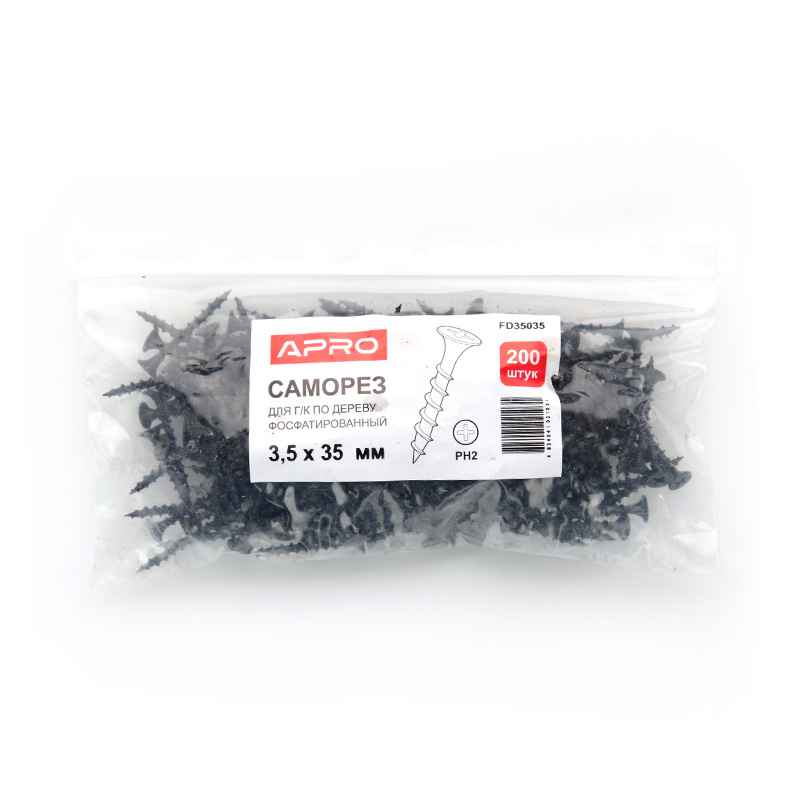 Саморез для гипсокартона 3,9*65 по дереву фосфатированный (пач 50шт) APRO