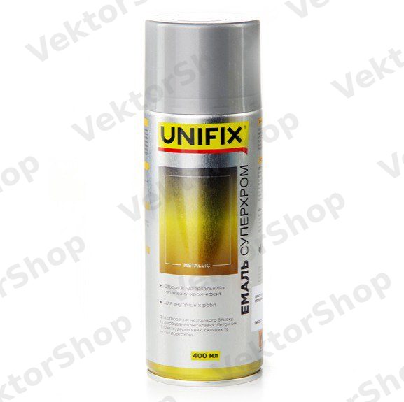 Емаль акрилова Суперхром з дзеркальним ефектом Срібло 400мл UNIFIX
