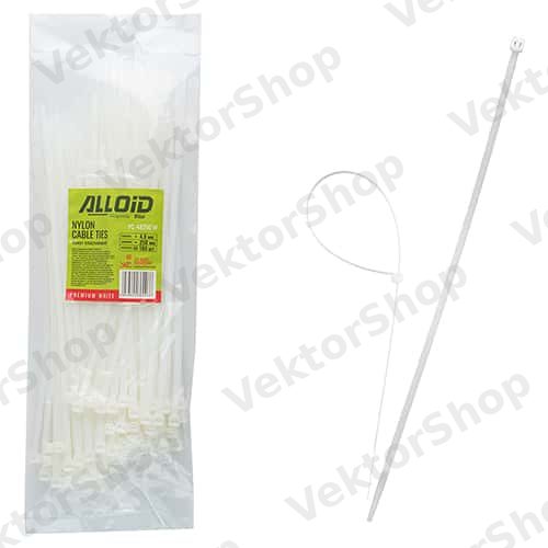 Хомут пластиковый Alloid 4.8 х 250 100 шт/уп белый