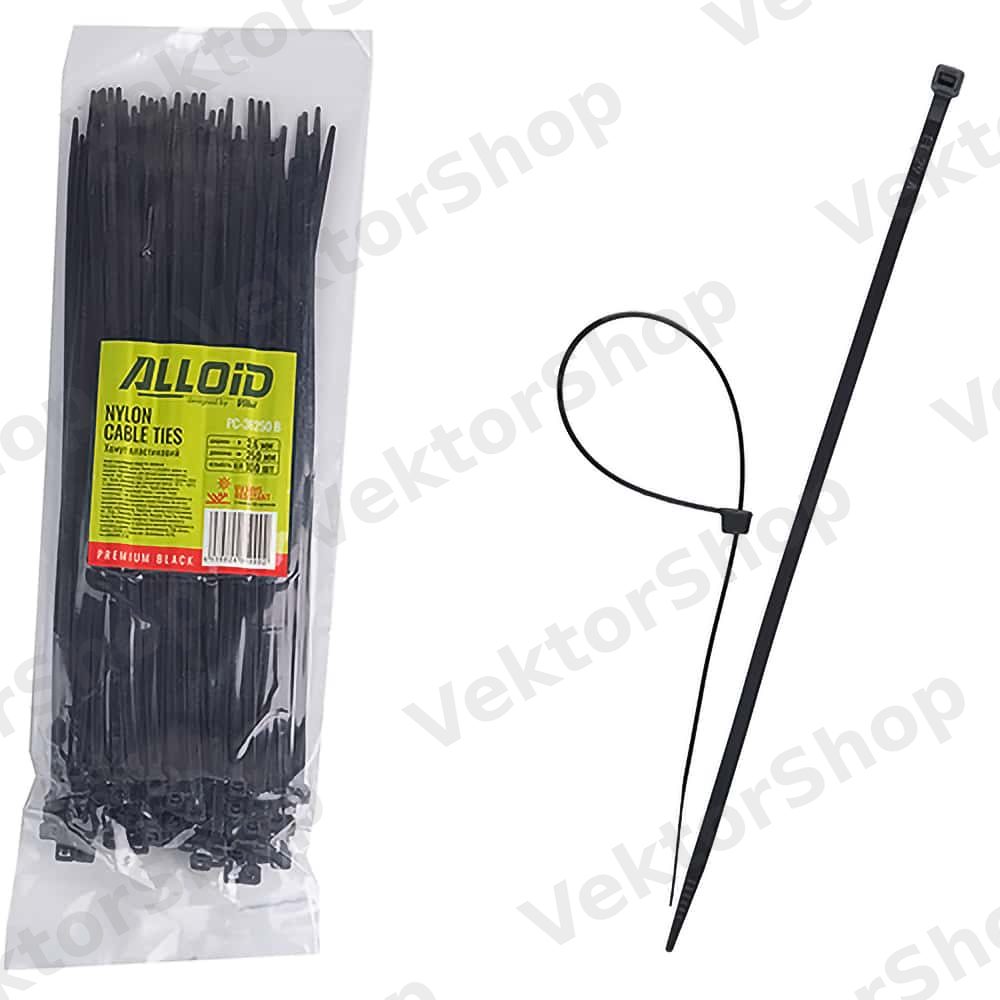 Хомут пластиковый Alloid 3.6 х 250 100 шт/уп черный