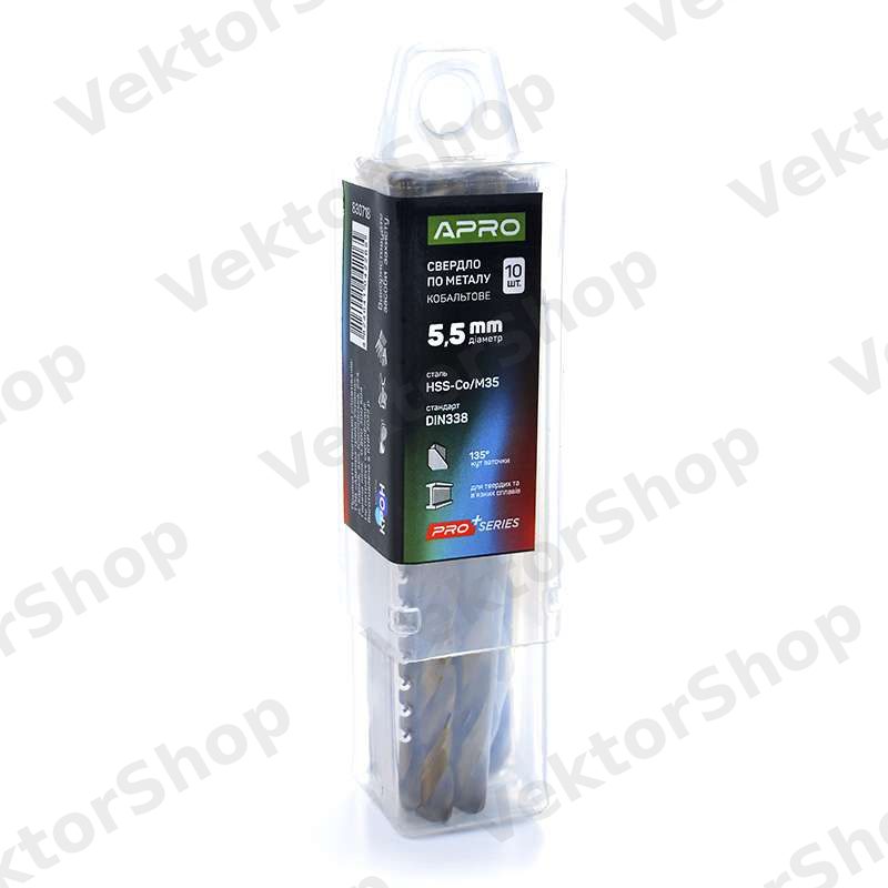 Свердло по металу кобальтовое HSS-Co/M35 Ø5.5мм (тубус, кратно 10шт) PRO APRO — фото 3