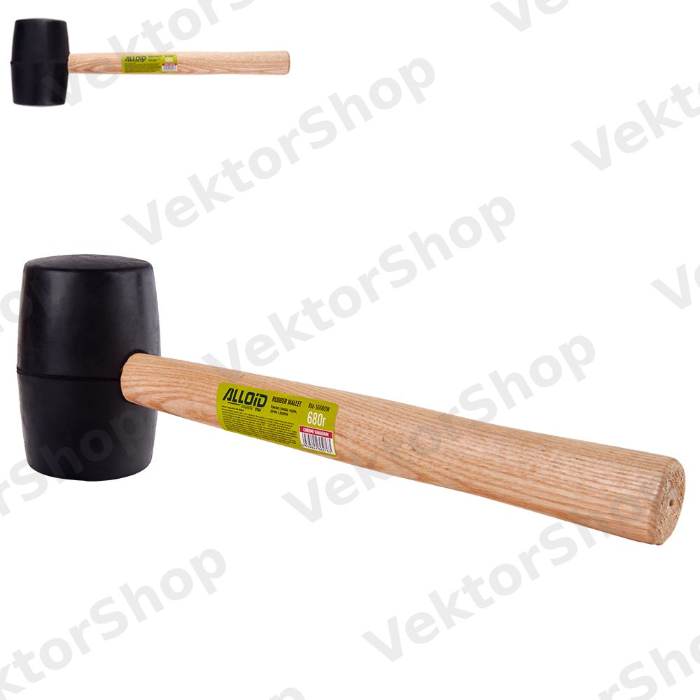Alloid. Киянка гумова 680г, чорна, ручка з деревини