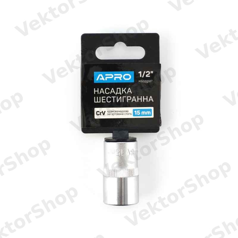 Насадка шестигранна CrV 1/2 15мм APRO