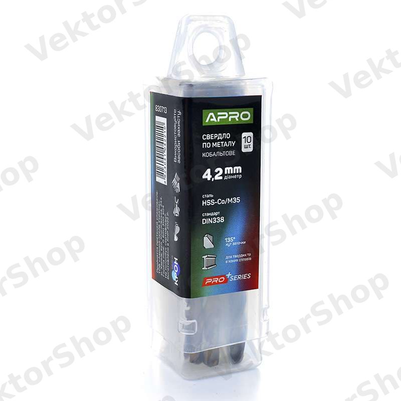 Сверло по металлу кобальтовое HSS-Co/M35 Ø4.2мм (тубус, кратно 10шт) PRO APRO — фото 3