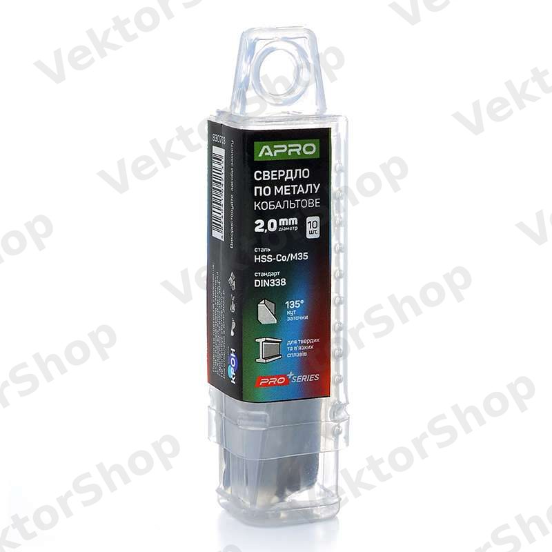 Свердло по металу кобальтовое HSS-Co/M35 Ø2.0мм (тубус, кратно 10шт) PRO APRO — фото 2