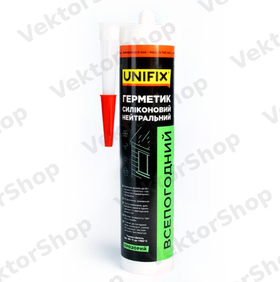 Герметик силиконовый нейтральный всепогодный UNIFIX (прозрачный) 280 мл — фото 1
