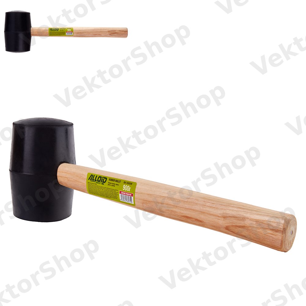 Alloid. Киянка гумова 900г, чорна, ручка з деревини