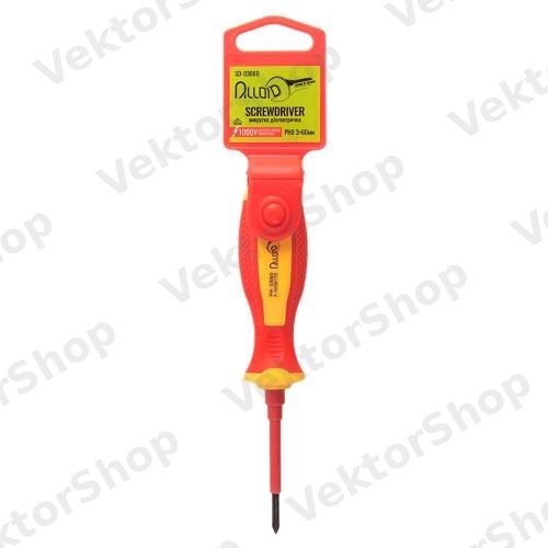 Викрутка диелектрическая 1000В, VDE крест PH0 3х60мм (SD-03060) Alloid