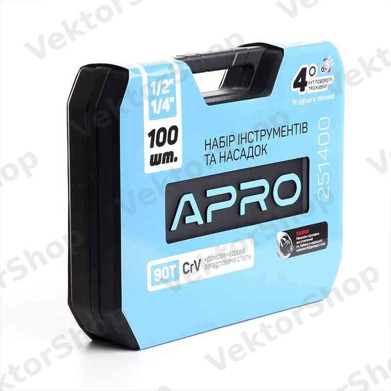 Набір насадок і інструментів CrV ¼, ½ ( 90Т) (100 шт) APRO — фото 6