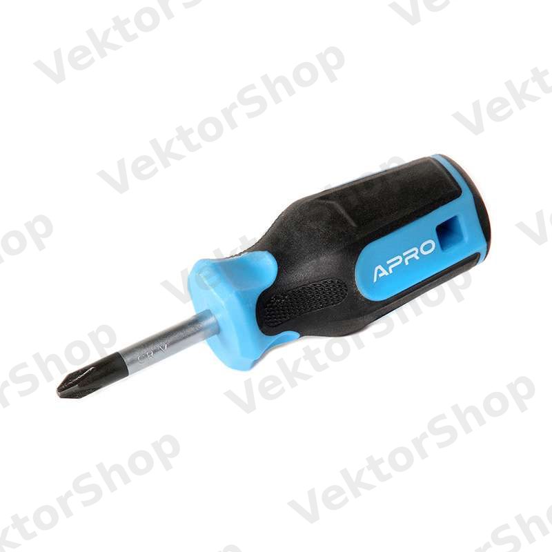 Отвертка крестовая обрезиненная рукоятка CrV PH2x38 (Phillips) APRO — фото 4