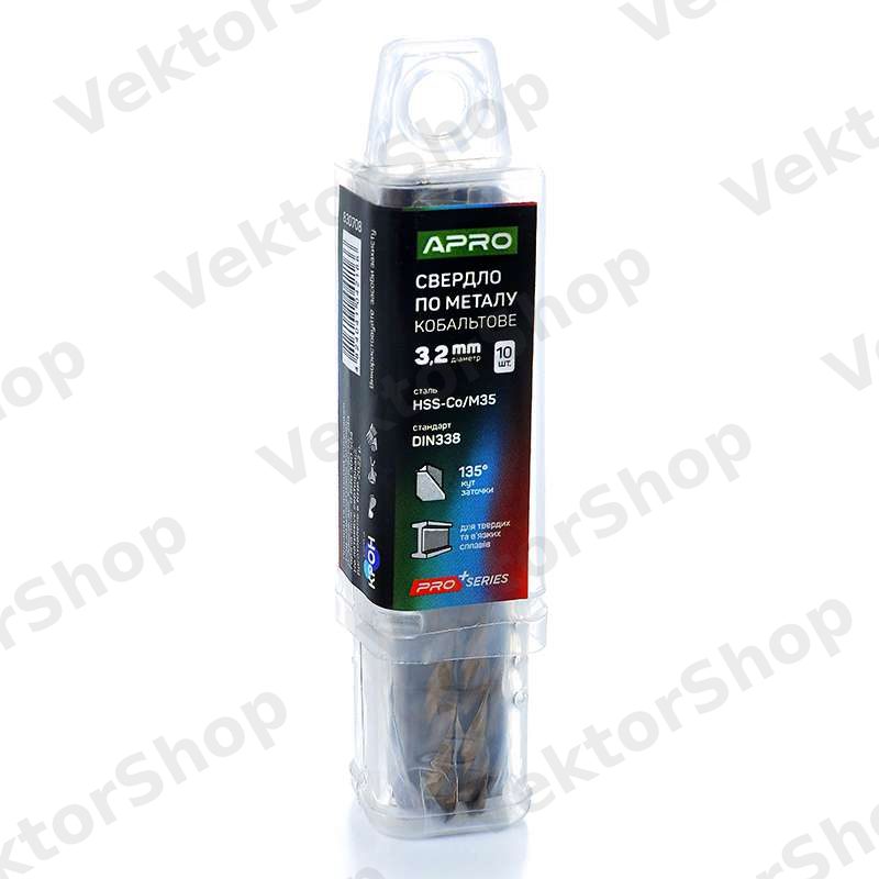 Свердло по металу кобальтовое HSS-Co/M35 Ø3.2мм (тубус, кратно 10шт) PRO APRO — фото 2