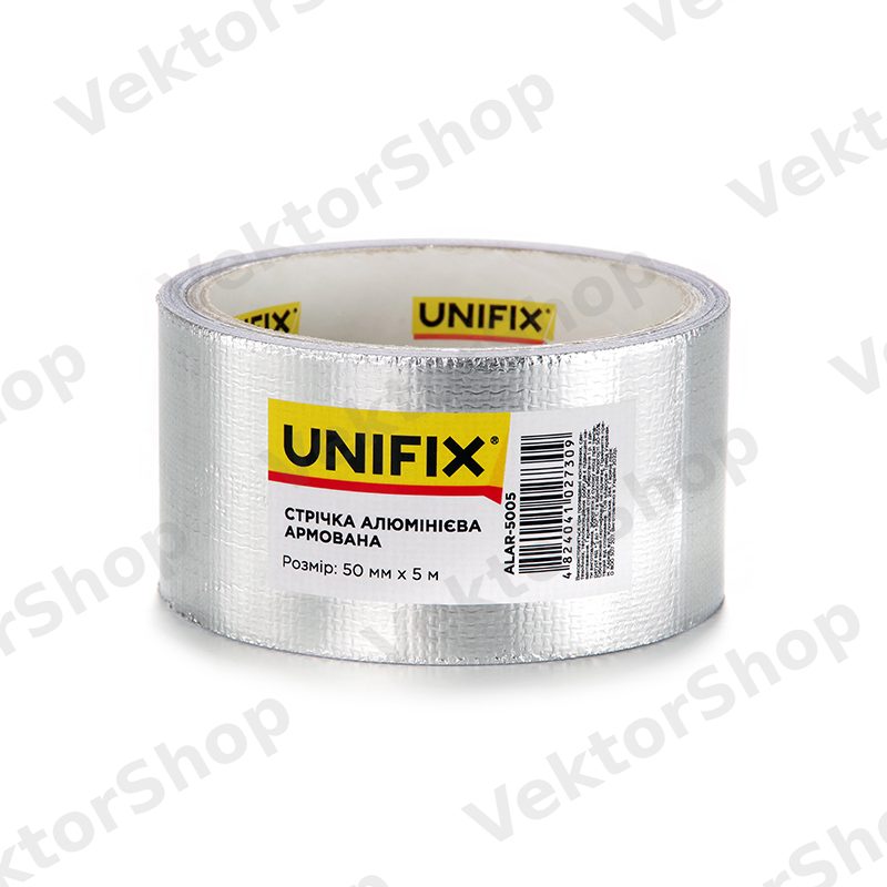 Стрічка клейка алюмінієва армована 50мм 5м UNIFIX