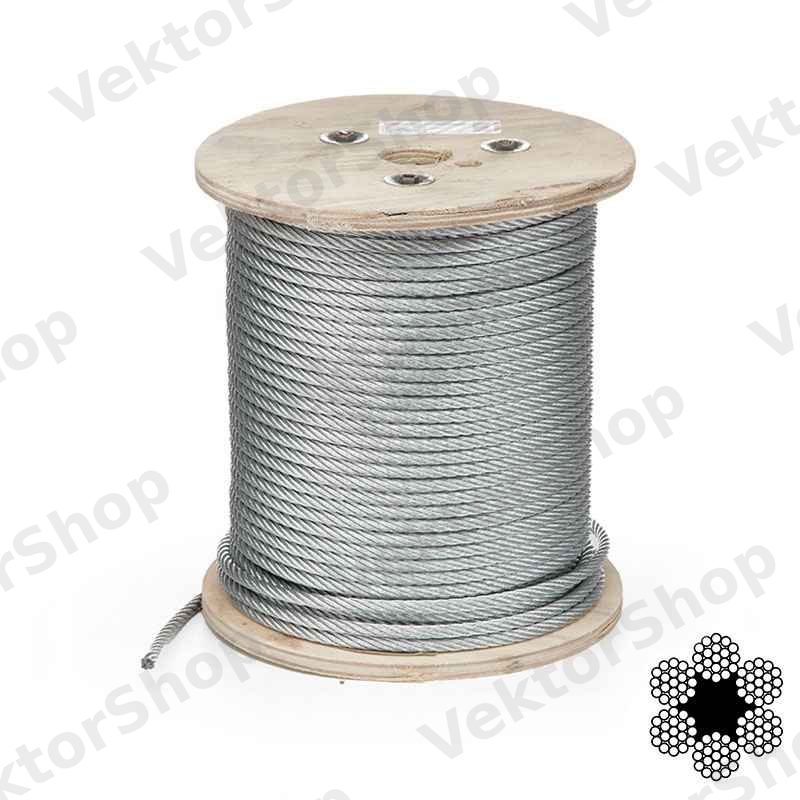 Трос оцинкованный 8мм DIN 3060 (6x19) бухта кратно 100м APRO — фото 2