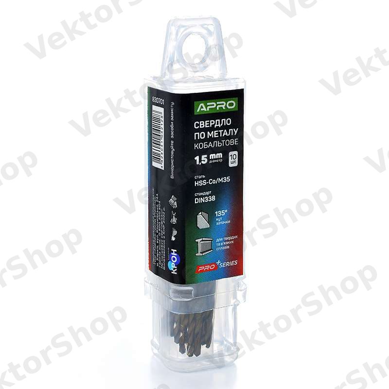 Сверло по металлу кобальтовое HSS-Co/M35 Ø1.5мм (тубус, кратно 10шт) PRO APRO — фото 2