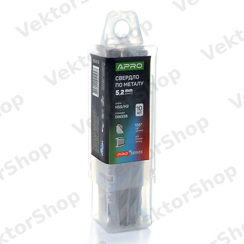 Свердло по металу HSS/M2 (6542) Ø5,2мм (тубус, кратно 10шт) PRO APRO — фото 2