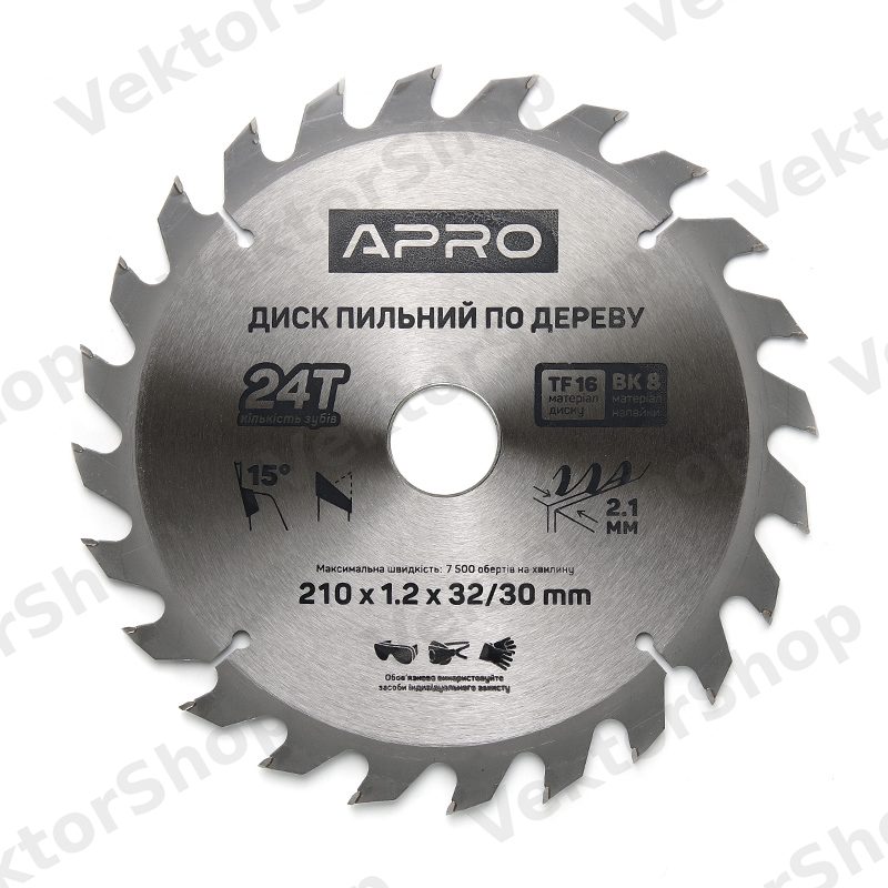Диск пильный по дереву 210х32(30)х24Т APRO