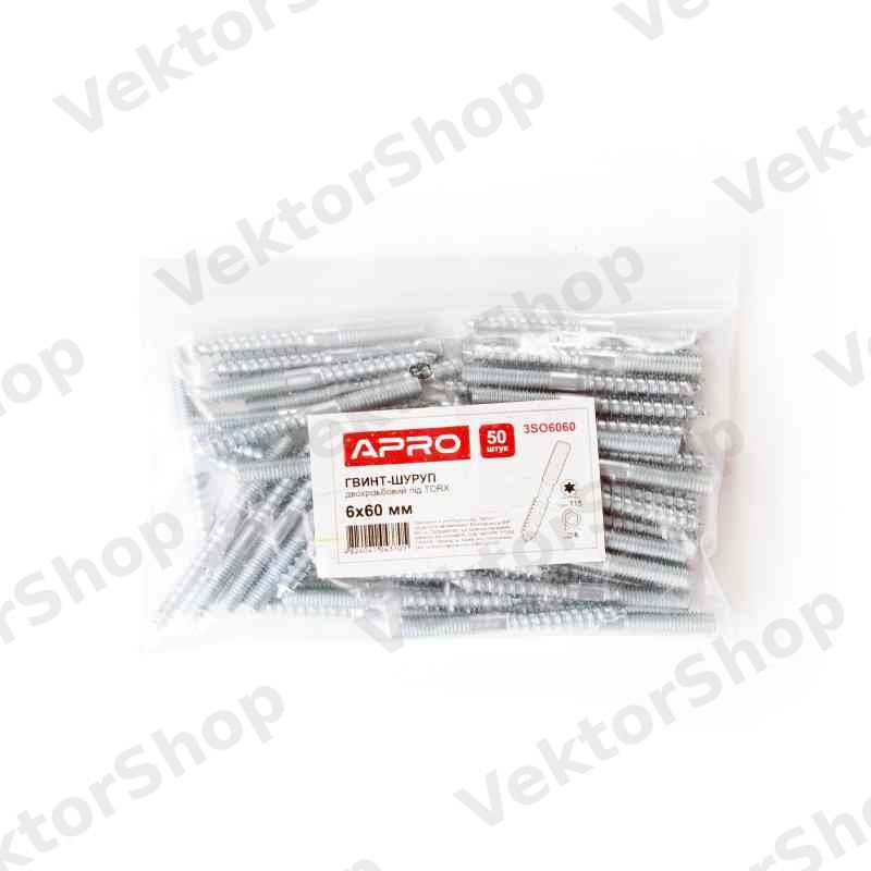 Гвинт-шуруп М8x60мм. (шпилька дворізьбова) TORX (пач. 50 шт.) APRO — фото 6