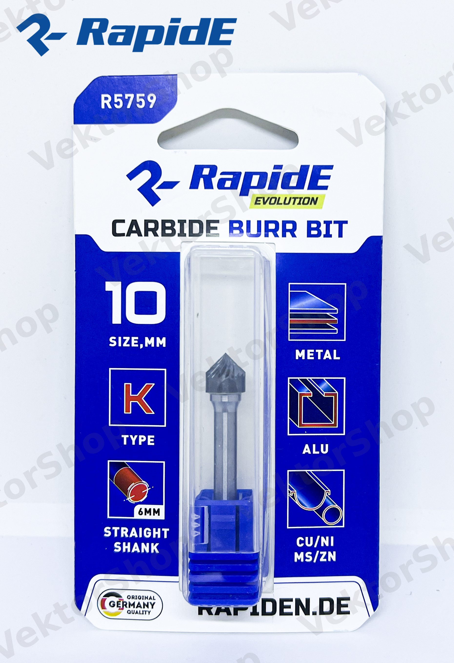 Борфреза твердосплавная по металлу RapidE R5761 K D=14mm (K1407M06) конусность - 90° — фото 1