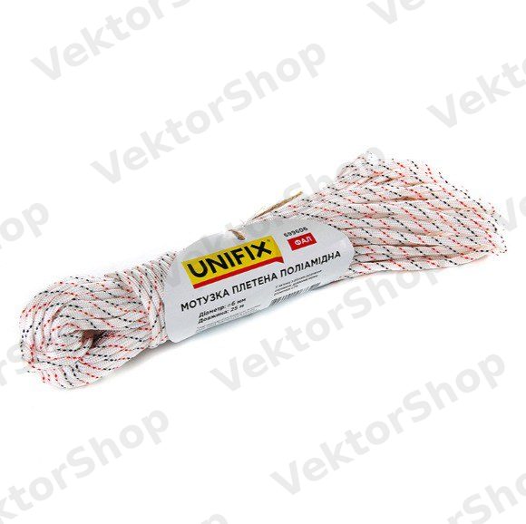 Мотузка плетена поліамідна (капронова) ФАЛ 6мм 25м UNIFIX