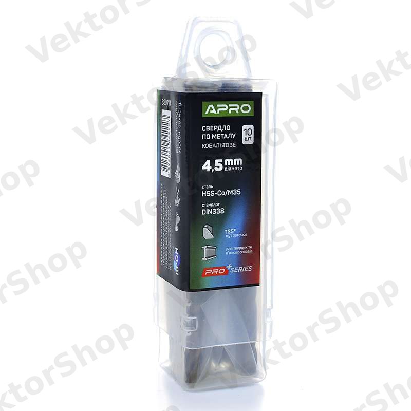 Свердло по металу кобальтовое HSS-Co/M35 Ø4.5мм (тубус, кратно 10шт) PRO APRO — фото 1
