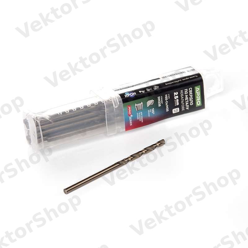 Сверло по металлу кобальтовое HSS-Co/M35 Ø2.5мм (тубус, кратно 10шт) PRO APRO — фото 1
