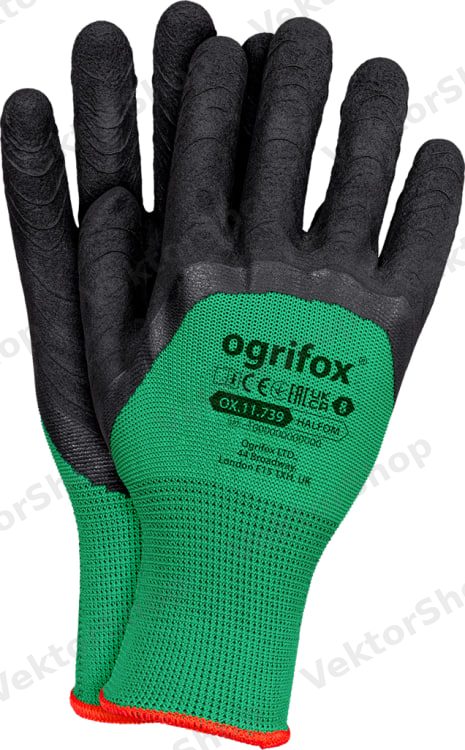 Перчатки "Пени полная заливка OX-HALFOM" 10 р.(Зелено черная ) (12 шт) Reis