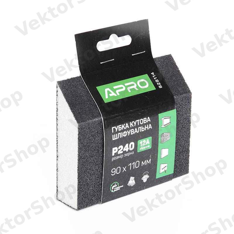 Губка шлифовальная четырехсторонняя угловая P240 APRO — фото 2