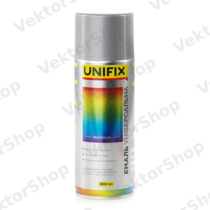 Емаль акрилова універсальна RAL 9006 Срібло гл., 400мл UNIFIX