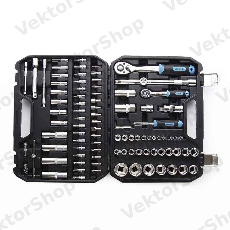 Набір насадок (інструментів) торцевих з тріскавкою CrV 1/4, 1/2 (90т) (94шт) APRO — фото 5
