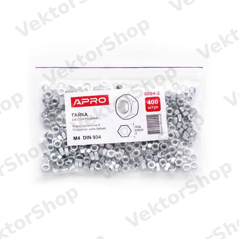 Гайка шестигранная М14 DIN 934 кл. пр. 6 цинк белый (пач 20шт) APRO