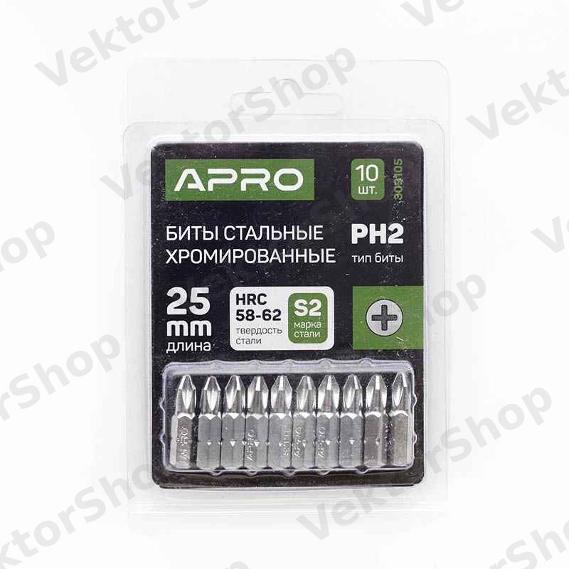 Бита РH2*25мм хром (10шт/уп) APRO — фото 4