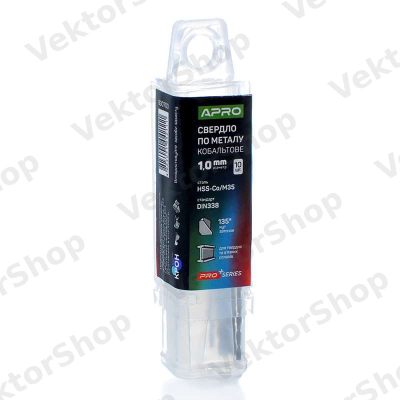 Сверло по металлу кобальтовое HSS-Co/M35 Ø1.0мм (тубус, кратно 10шт) PRO APRO — фото 3
