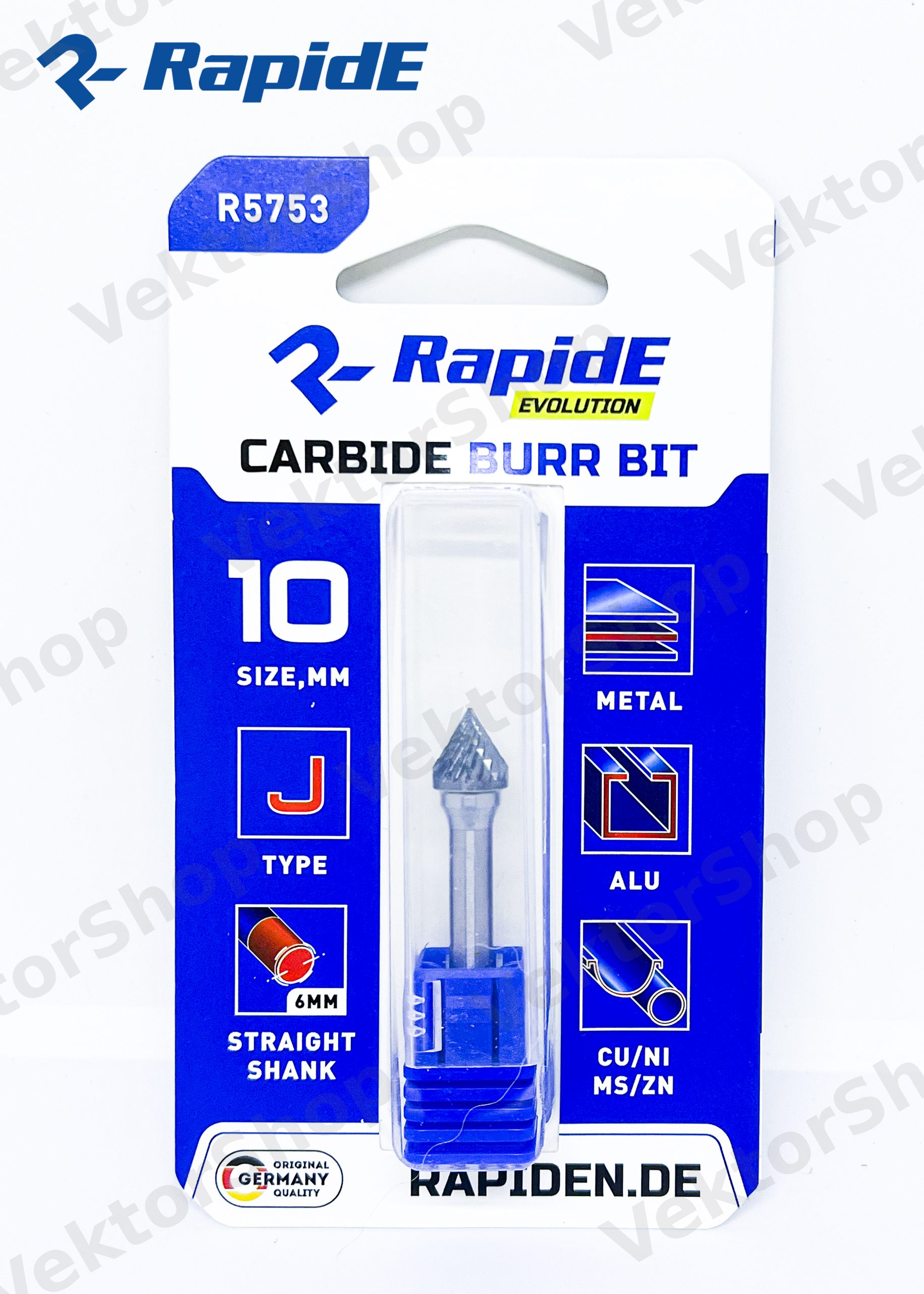 Борфреза твердосплавна по металу RapidE R5755 Тип J D=14mm (J1415M06) конусність - 60° — фото 1