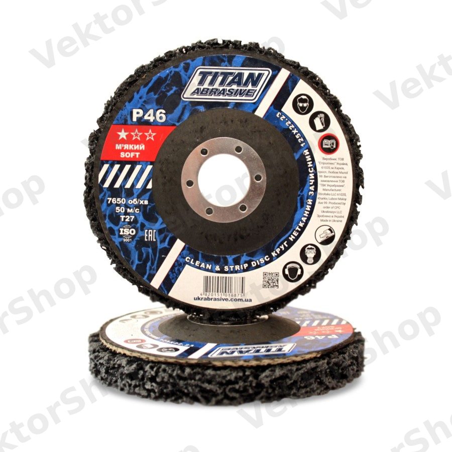 Круг нетканый зачистной коралл TITAN ABRASIVE 125*22.23 (P46) T27 мягкий/soft (Черный) — фото 1