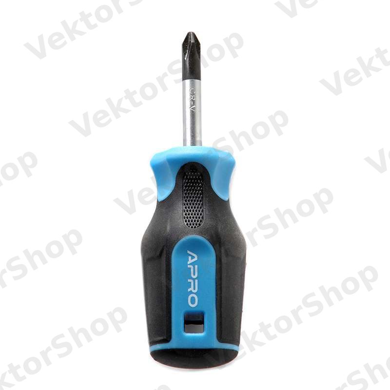 Отвертка крестовая обрезиненная рукоятка CrV PH2x38 (Phillips) APRO — фото 2